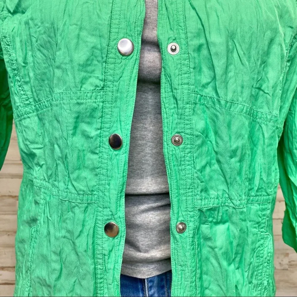 Zenergy by Chico’s Hayden Jacket Womens Size Chico's 2 or L Crinkle Green - Picture 4 of 14